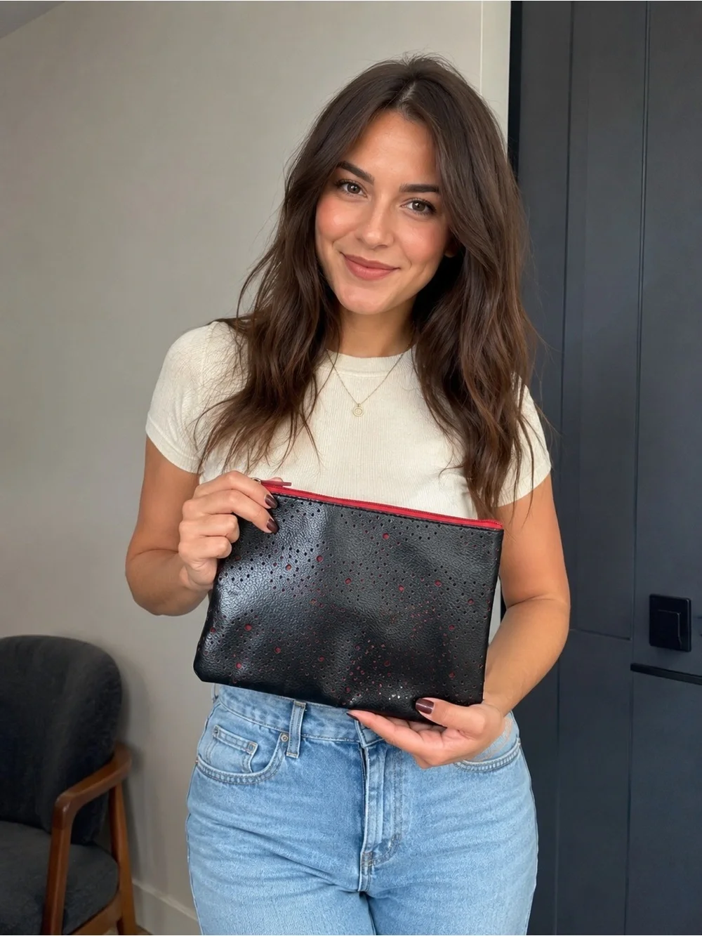 🖤 Cole Haan for American Airlines Black & Red Cosmetic Bag Travel Pouch ✈️